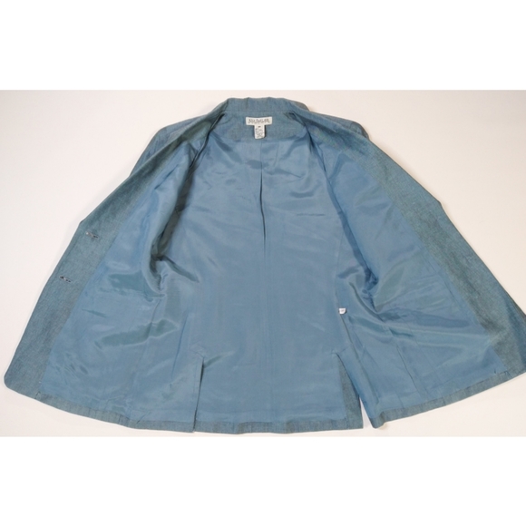 Ann Taylor Linen Light Weight Blue Single Breasted Tailored Petite Blazer - Picture 7 of 9